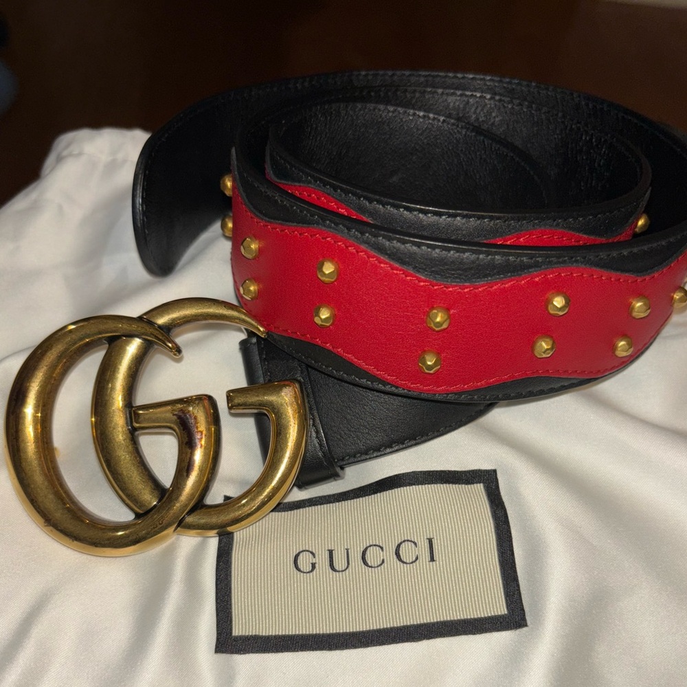 GUCCI MARMONT LIMITED EDITION GG BRASS STUDDED BELT- Size 90/36